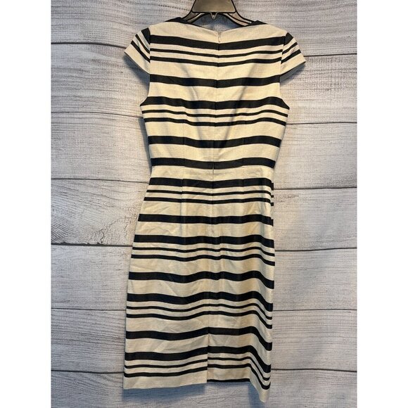 J. Crew Double Stripe Cap Sleeve Sheath Midi Dress - Picture 2 of 3